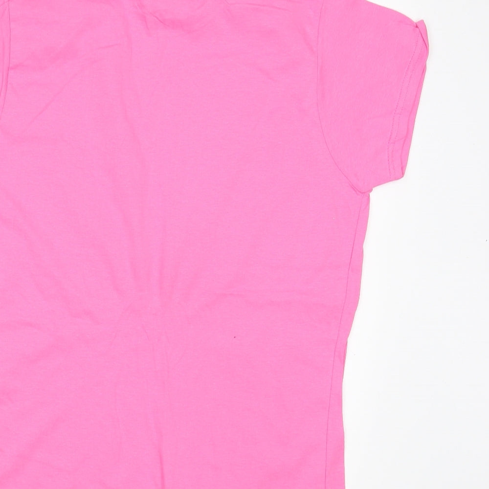 Womens UK Size L Gildan Pink Basic T-Shirt