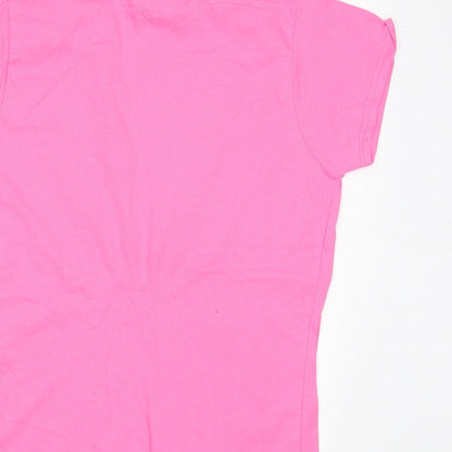 Womens UK Size L Gildan Pink Basic T-Shirt
