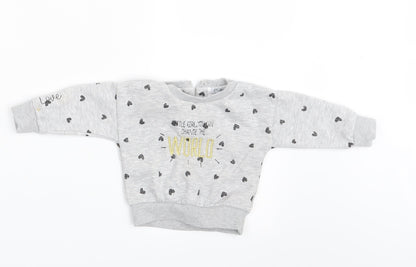 Primark Girls Grey Polka Dot  Pullover Jumper Size 6-9 Months