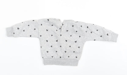 Primark Girls Grey Polka Dot  Pullover Jumper Size 6-9 Months