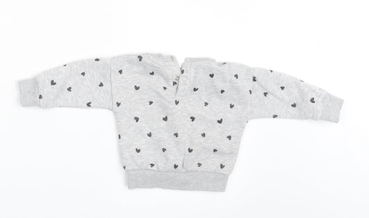 Primark Girls Grey Polka Dot  Pullover Jumper Size 6-9 Months