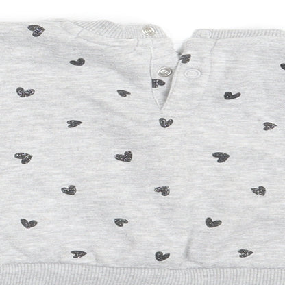 Primark Girls Grey Polka Dot  Pullover Jumper Size 6-9 Months