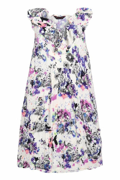 Miss Selfridge Womens White Floral  A-Line  Size 12