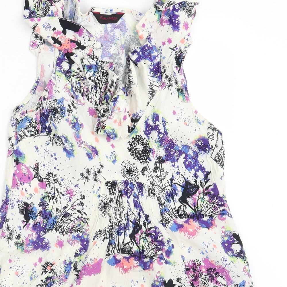 Miss Selfridge Womens White Floral  A-Line  Size 12