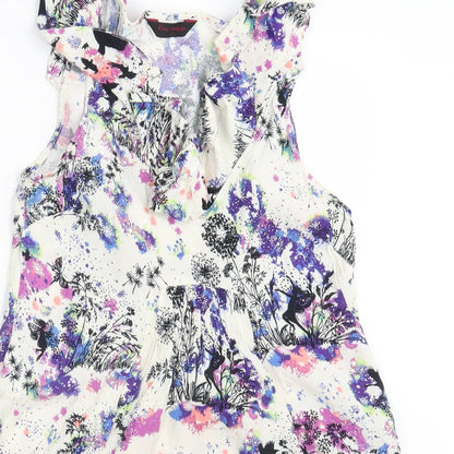 Miss Selfridge Womens White Floral  A-Line  Size 12