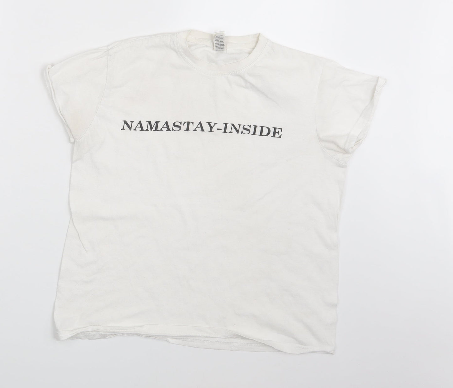 Womens UK Size 10 Roly White Basic T-Shirt