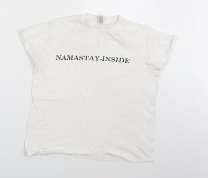 Womens UK Size 10 Roly White Basic T-Shirt