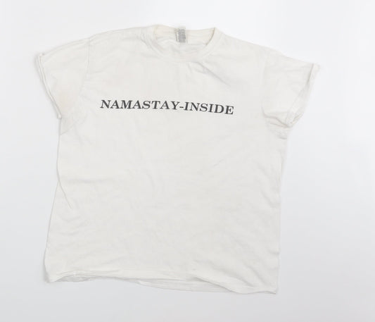 Womens UK Size 10 Roly White Basic T-Shirt