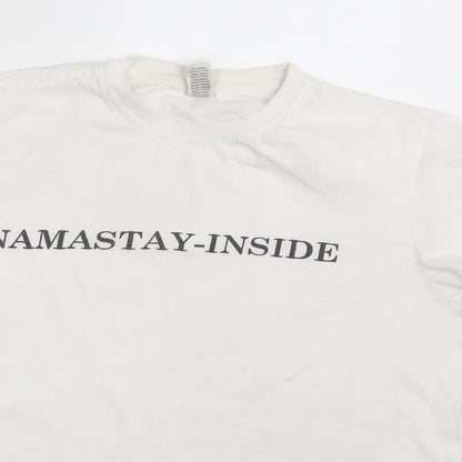 Womens UK Size 10 Roly White Basic T-Shirt