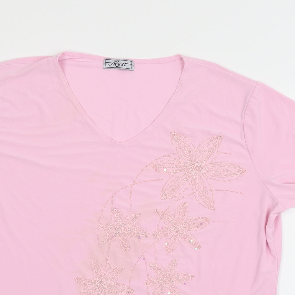 Womens UK Size M Must Pink Basic T-Shirt