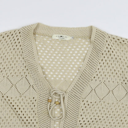 Choice Col Womens Beige  Knit Cardigan Jumper Size 2XL