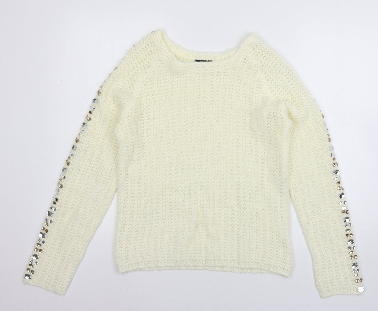 Body Flirt Womens Ivory  Knit Pullover Jumper Size 4