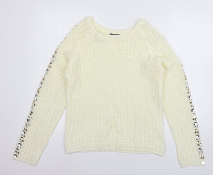 Body Flirt Womens Ivory  Knit Pullover Jumper Size 4