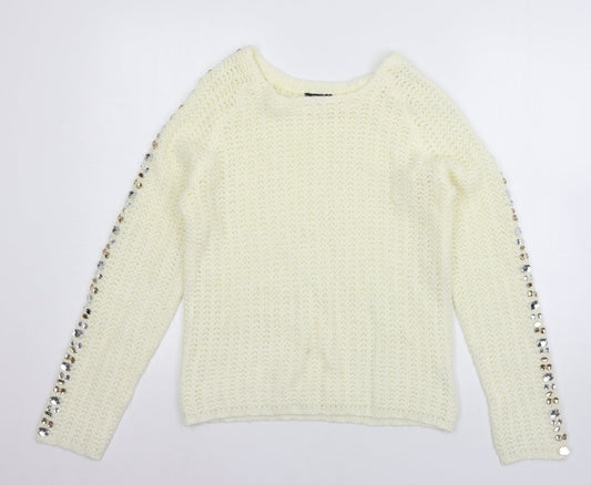 Body Flirt Womens Ivory  Knit Pullover Jumper Size 4