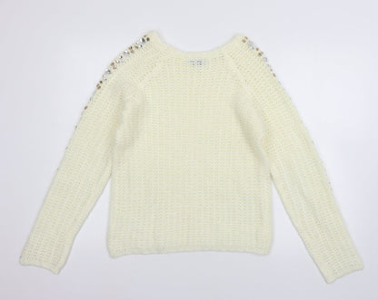 Body Flirt Womens Ivory  Knit Pullover Jumper Size 4