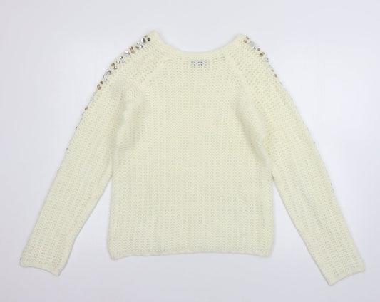 Body Flirt Womens Ivory  Knit Pullover Jumper Size 4