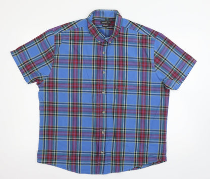 Mens UK Size XL Peacocks Blue  Button-Up Short Sleeve Casual Shirt