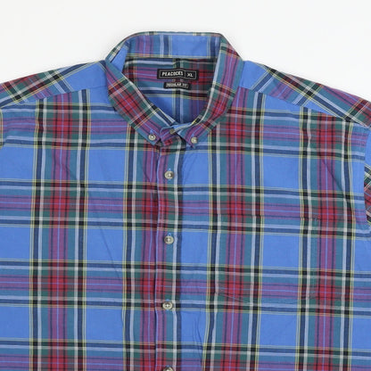 Mens UK Size XL Peacocks Blue  Button-Up Short Sleeve Casual Shirt