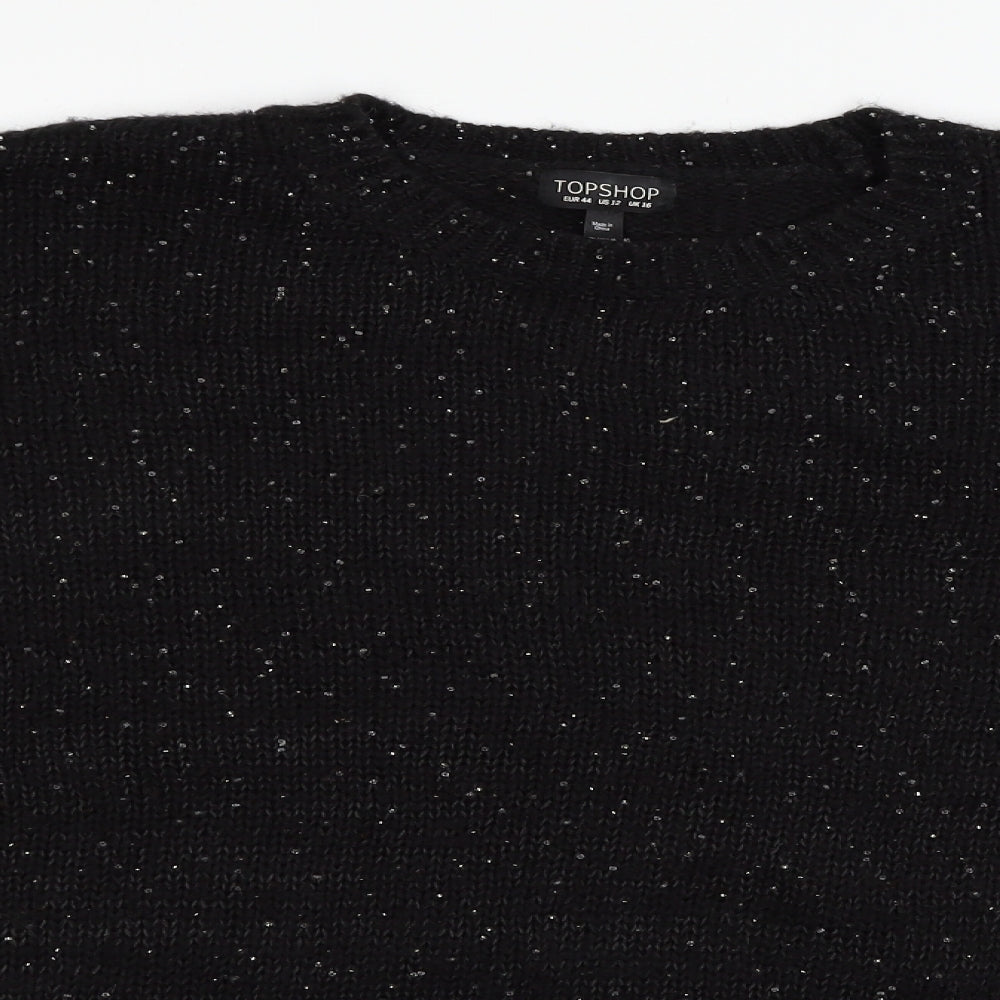 Womens UK Size 16 Topshop Black Pullover Jumper
