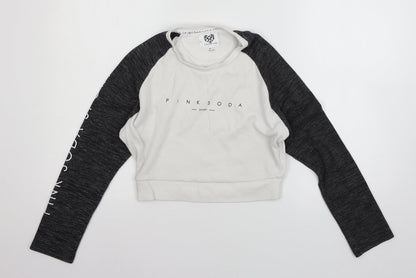 Pink soda spo Girls White  Jersey Pullover Sweatshirt Size 16 Years