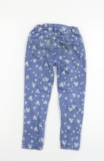 Denim & Girls Blue Geometric Denim Skinny Jeans Size 5-6 Years