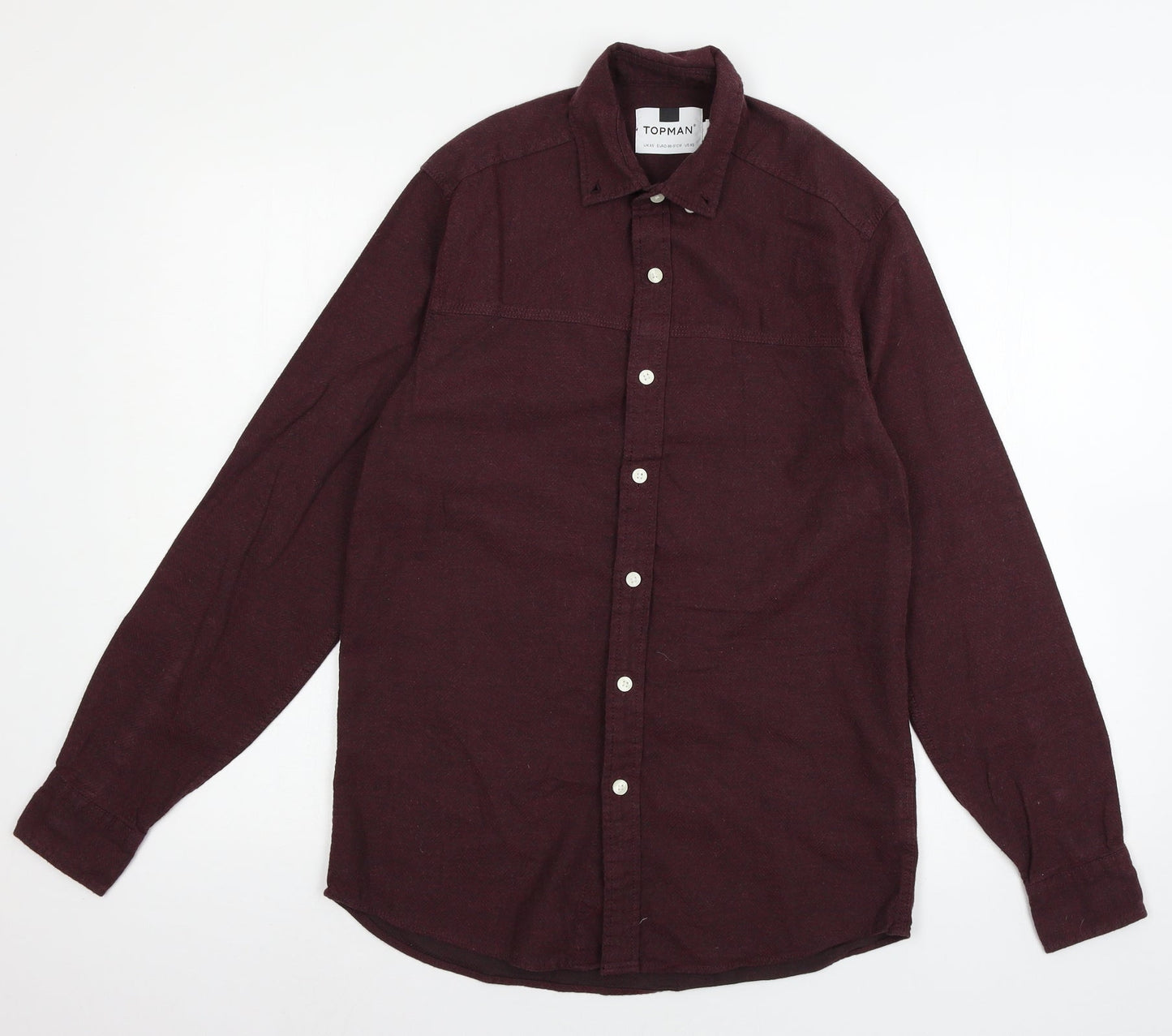 Mens UK Size XS Topman Red  Button-Up Long Sleeve Casual Shirt