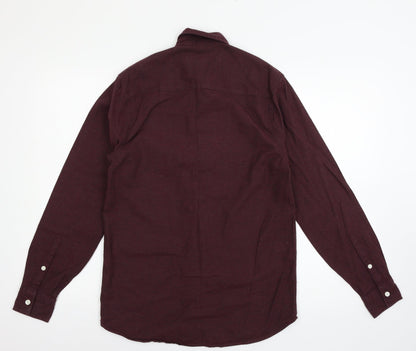 Mens UK Size XS Topman Red  Button-Up Long Sleeve Casual Shirt