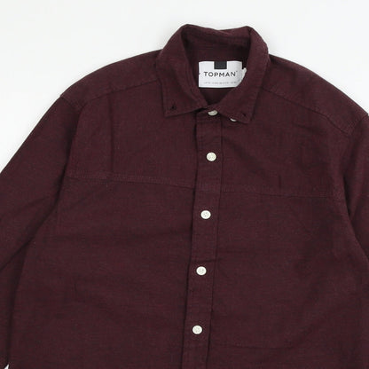 Mens UK Size XS Topman Red  Button-Up Long Sleeve Casual Shirt