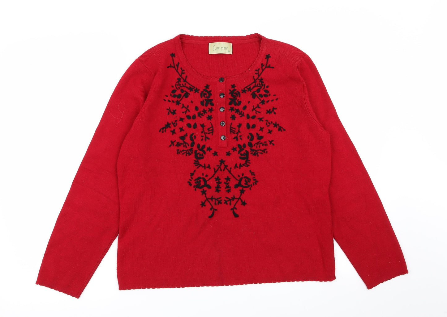 Womens UK Size M Jumper Red Pullover Jumper