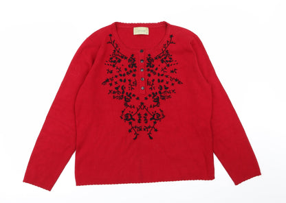 Womens UK Size M Jumper Red Pullover Jumper