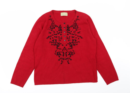 Womens UK Size M Jumper Red Pullover Jumper