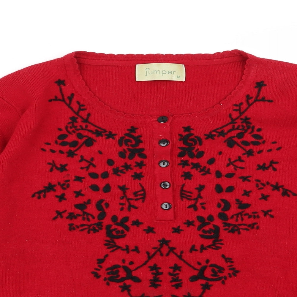 Womens UK Size M Jumper Red Pullover Jumper