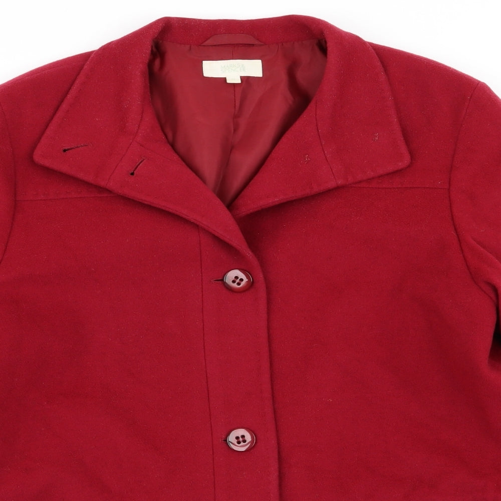 Womens UK Size 14 M&S Red Overcoat