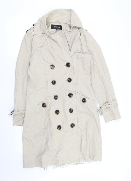 Papaya Womens Beige   Overcoat Coat Size 10