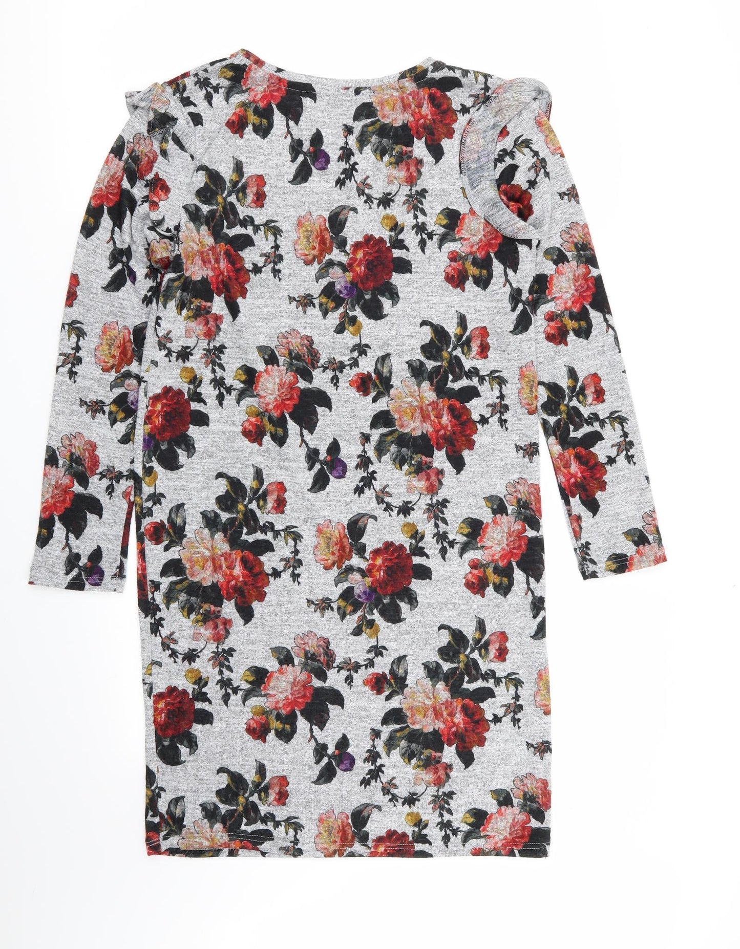 Oasis Womens Grey Floral  T-Shirt Dress  Size M