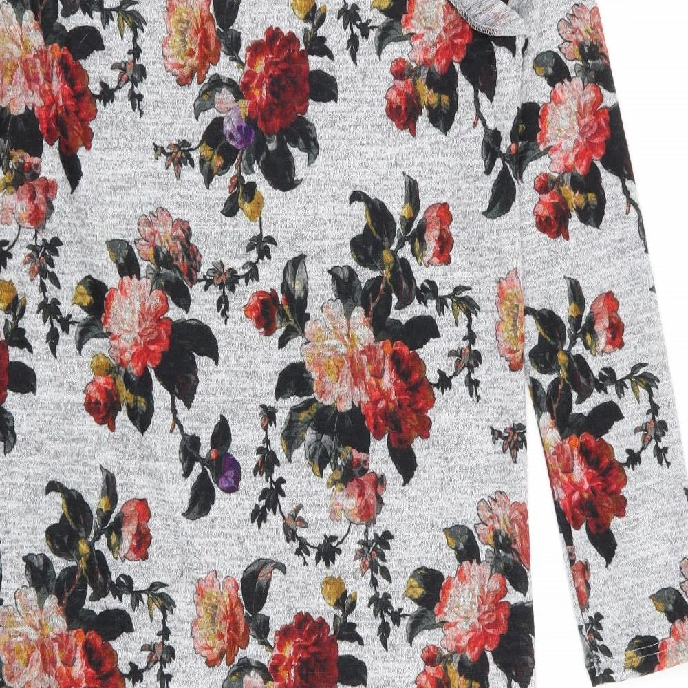 Oasis Womens Grey Floral  T-Shirt Dress  Size M
