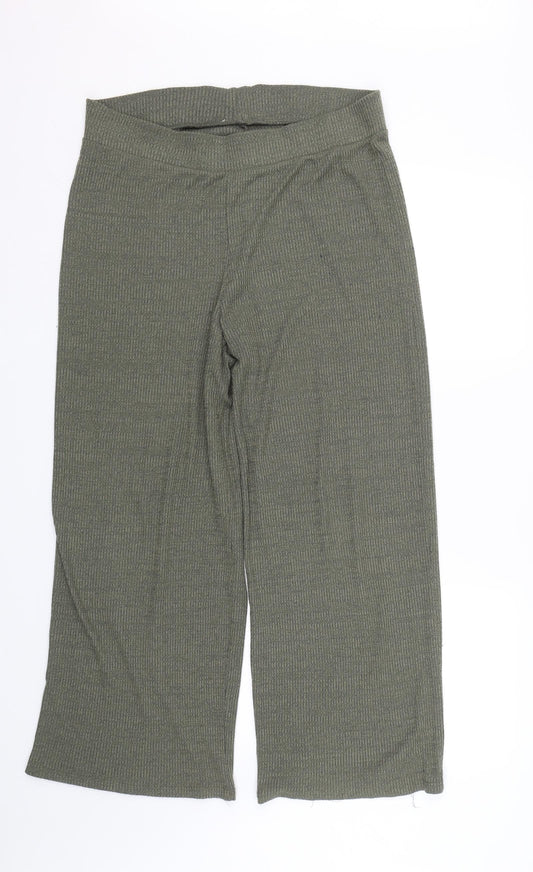 Matalan Womens Green Striped  Capri Trousers Size 14 L25 in