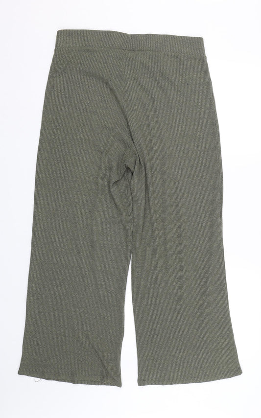 Matalan Womens Green Striped  Capri Trousers Size 14 L25 in