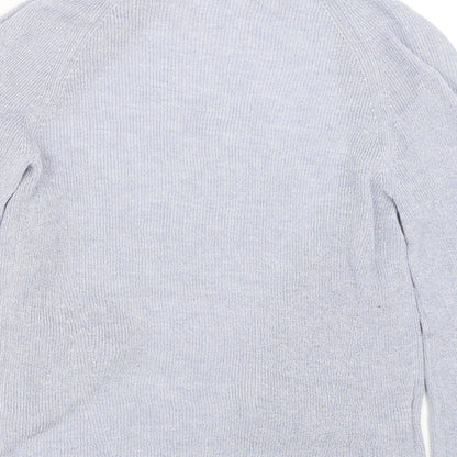 Womens UK Size S Mango Blue Cardigan Jumper