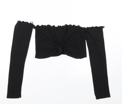 Womens UK Size 6 Missguided Black Cropped T-Shirt