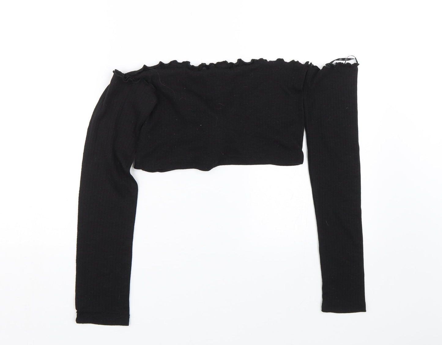 Womens UK Size 6 Missguided Black Cropped T-Shirt