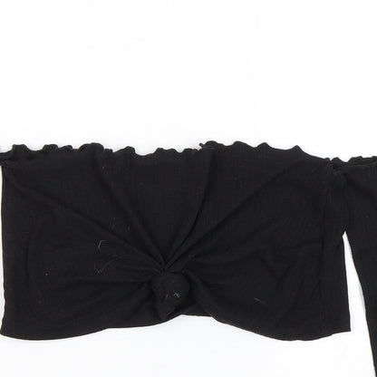 Womens UK Size 6 Missguided Black Cropped T-Shirt