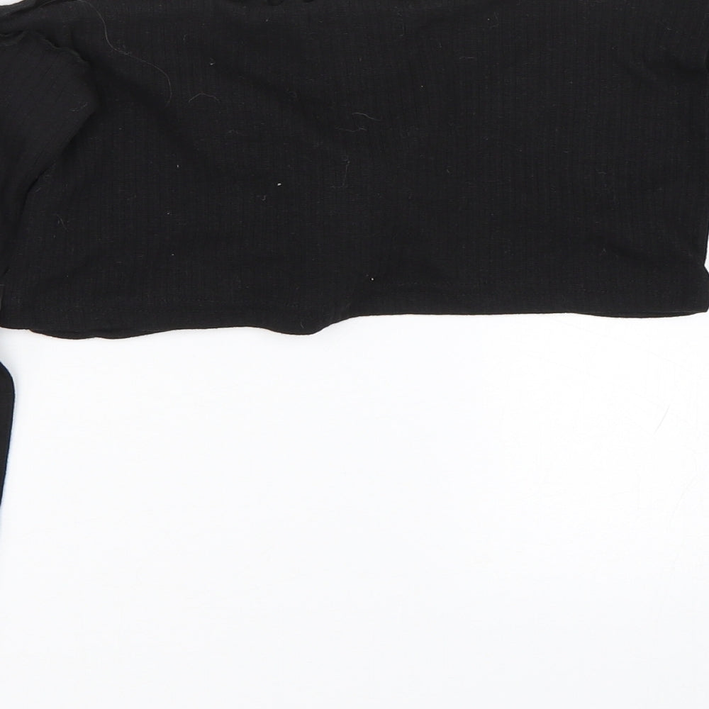 Womens UK Size 6 Missguided Black Cropped T-Shirt