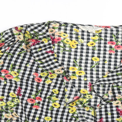 Miss Selfridge Womens Black Check  Kimono T-Shirt Size 8