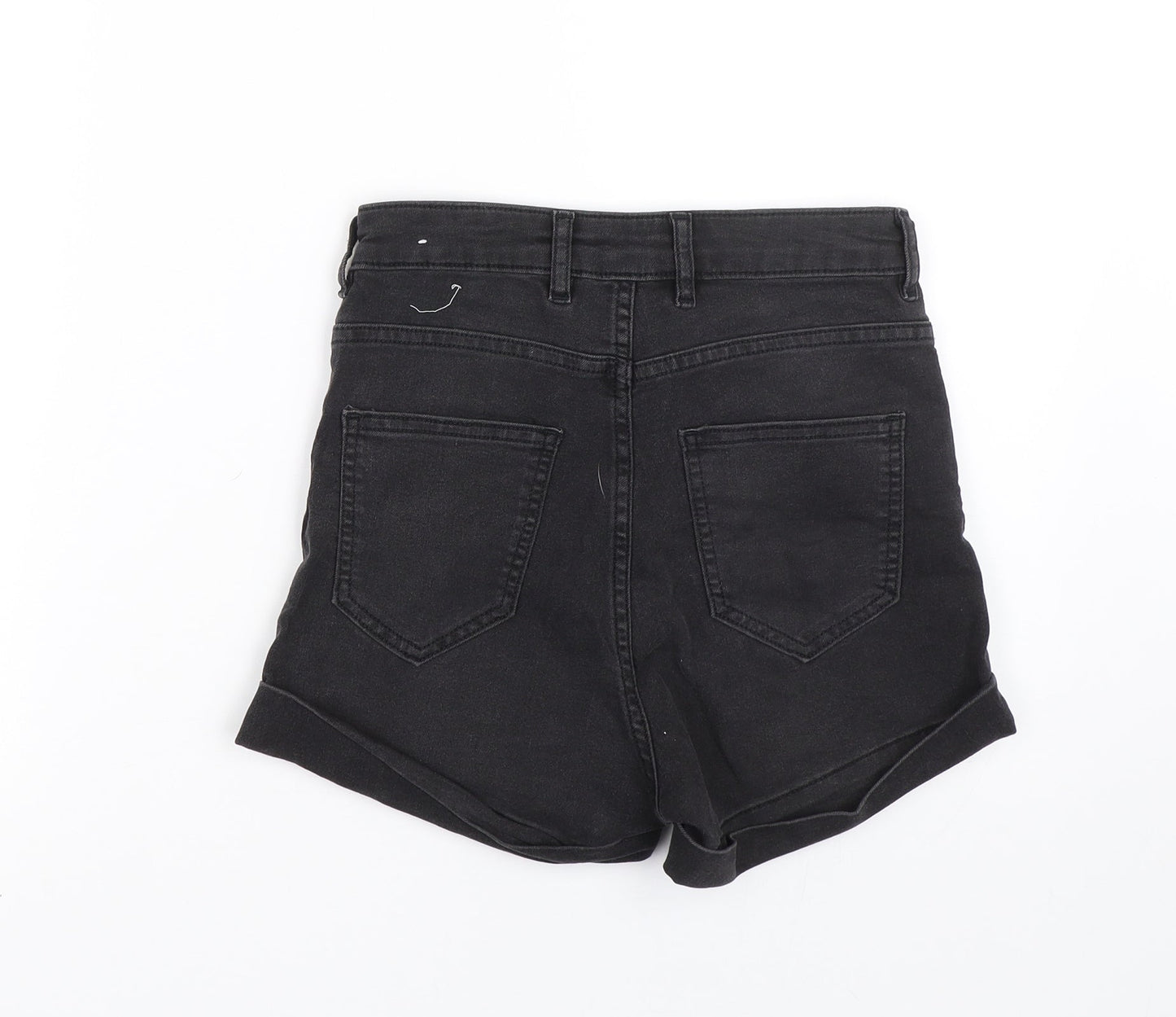 H&M Womens Black  Denim Paperbag Shorts Size 6