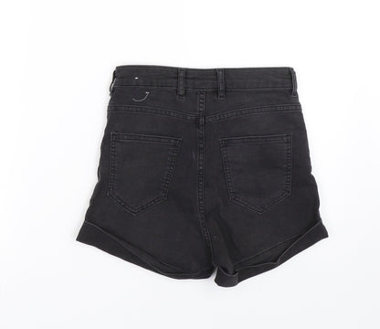 H&M Womens Black  Denim Paperbag Shorts Size 6