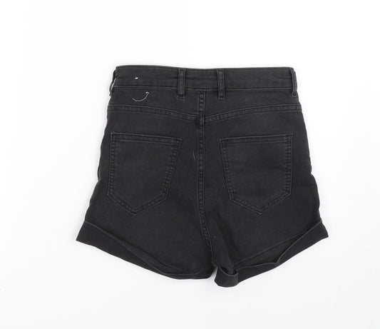 H&M Womens Black  Denim Paperbag Shorts Size 6