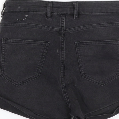 H&M Womens Black  Denim Paperbag Shorts Size 6