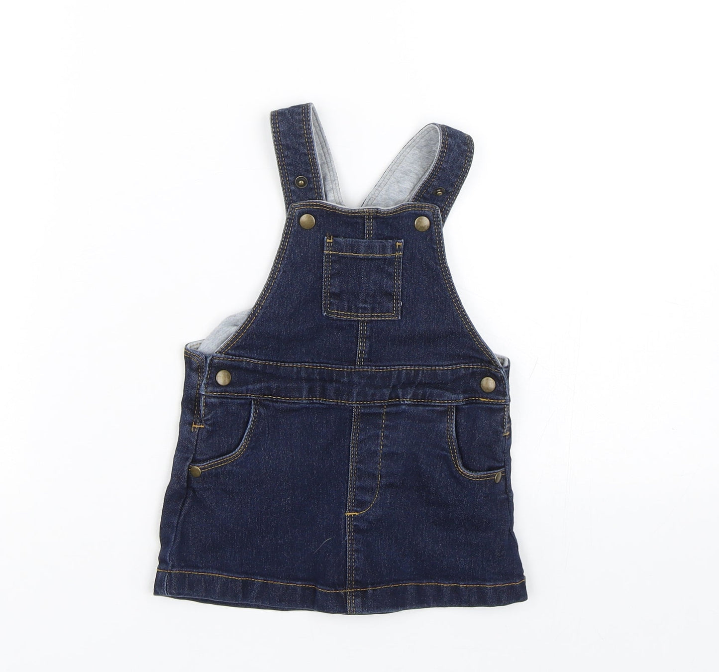 M&S Girls Blue  Denim Pinafore/Dungaree Dress  Size 3-6 Months