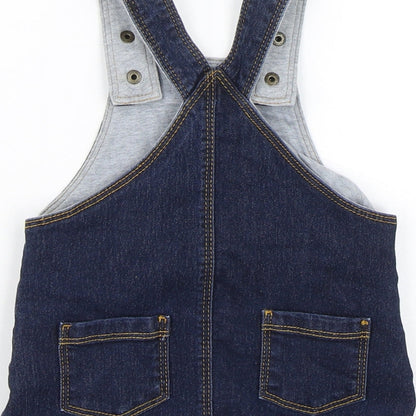 M&S Girls Blue  Denim Pinafore/Dungaree Dress  Size 3-6 Months